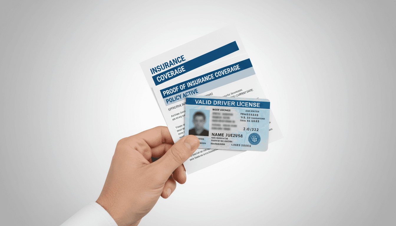 Driver's license and insurance policy document close-up