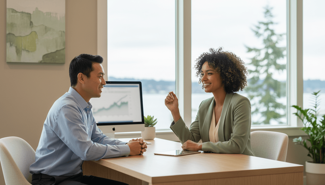 Friendly insurance consultation meeting