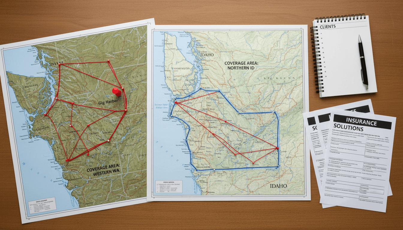 State coverage maps for Washington and Idaho broad form insurance