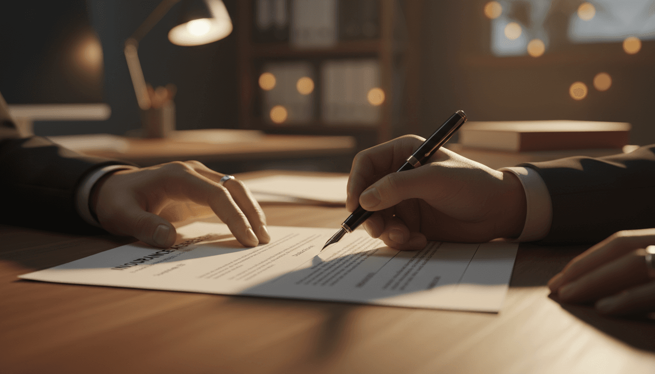 Client signing insurance documents