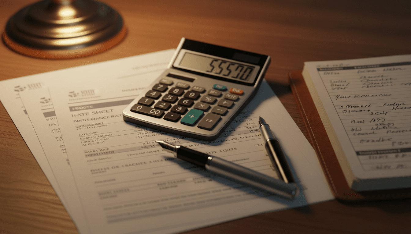 Insurance rate calculator and broad form pricing documents